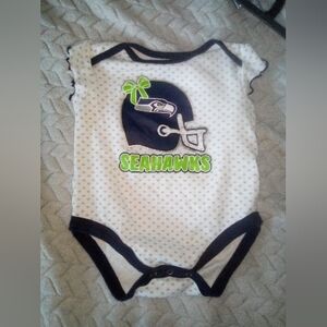 NFL Seattle Seahawks White Navy and Lime Baby Girl Onesie Size 3-6 Months